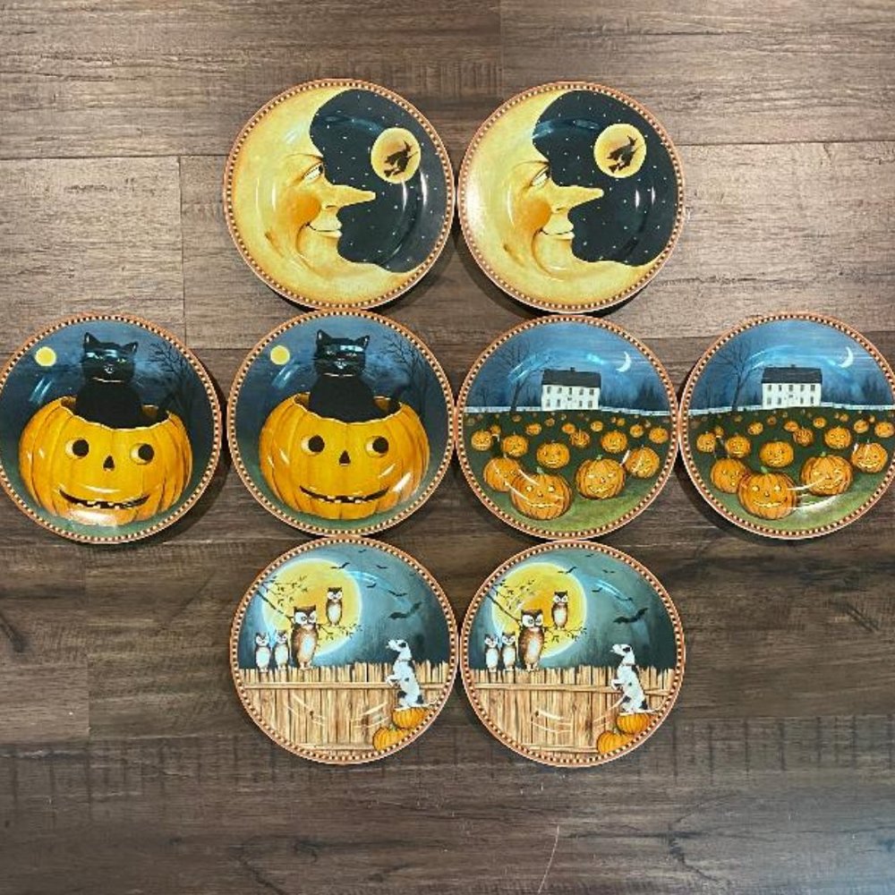 Sakura's 2002 David Carter Brown Collection "PUMPKIN HOLLOW"-8 Dessert Plates!